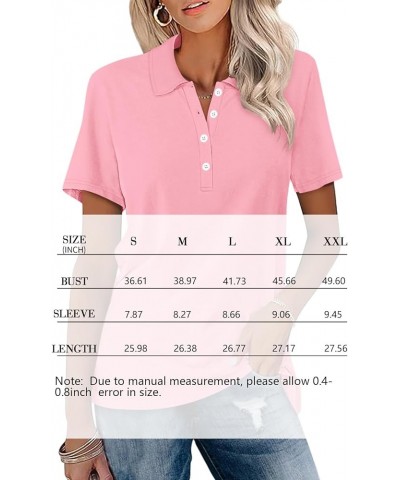 Women's Short Sleeve Polo Shirts V Neck Button Summer Tops Business Casual Collared Shirts Lake Blue $11.45 Shirts