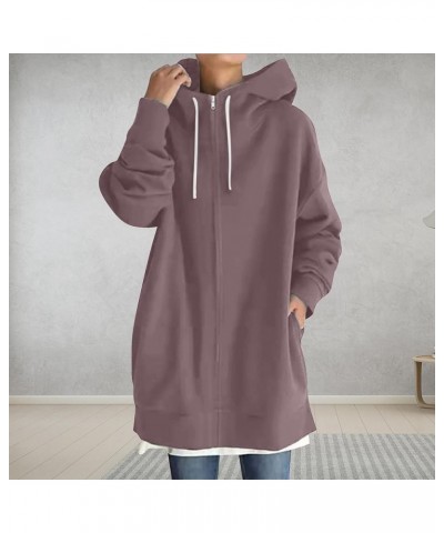 Sweatshirts Long Jackets for Women Casual Zip up Tunic Jackets Hoodies Sweatshirt Jackets Plus Size Fleece Lined Coat 04 Purp...