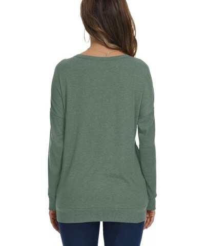 Women Long Sleeve Shirts Casual Tops Dressy Blouses Fashion Tunic with Pockets Green $13.05 Tops