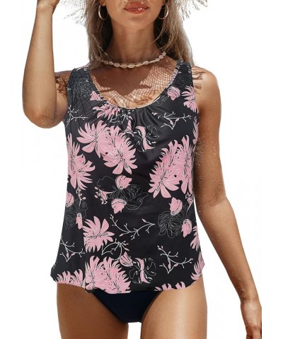 Tankini Swimsuits for Women Plus Size Swimwear Tummy Control Two Piece Bathing Suits Pink Floral $16.26 Swimsuits