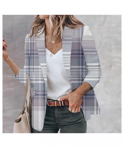 Fall Blazers for Women 2023 Trendy Printed Suit Jacket Lapel Long Sleeve Blazer Casual Fashion Lightweight Jackets 02-gray $8...