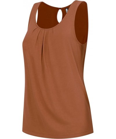 Women's Summer Sleeveless Pleated Back Closure Casual Tank Tops Wt2315_rust $12.29 Tanks