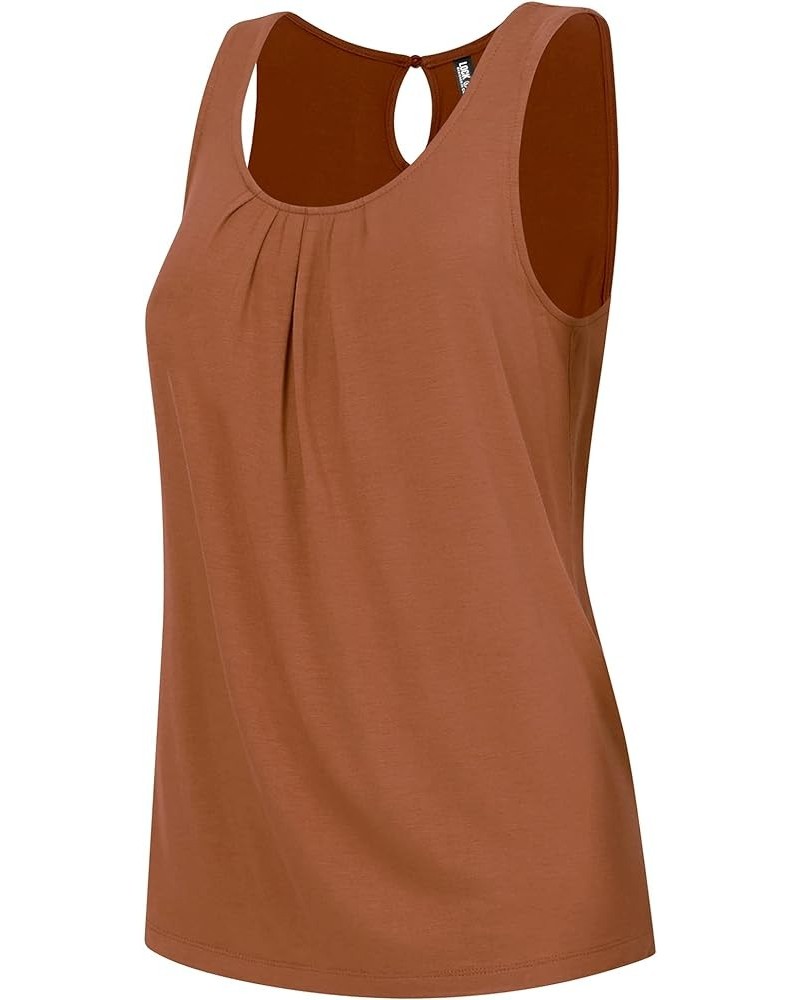 Women's Summer Sleeveless Pleated Back Closure Casual Tank Tops Wt2315_rust $12.29 Tanks