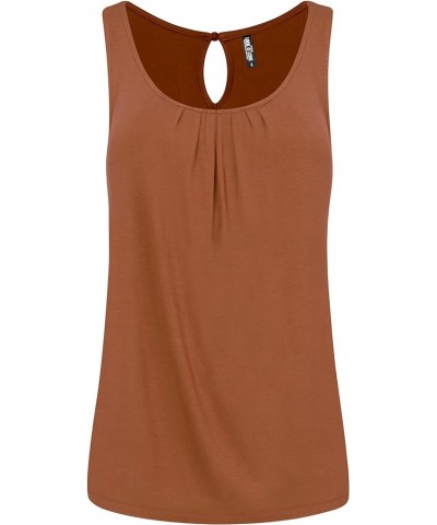 Women's Summer Sleeveless Pleated Back Closure Casual Tank Tops Wt2315_rust $12.29 Tanks