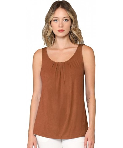 Women's Summer Sleeveless Pleated Back Closure Casual Tank Tops Wt2315_rust $12.29 Tanks