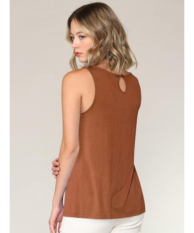 Women's Summer Sleeveless Pleated Back Closure Casual Tank Tops Wt2315_rust $12.29 Tanks