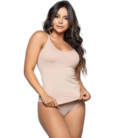 Women's Camisole Tank Top Cami - Basic Undershirt, Thin Strap Lingerie for Women, Slim-Fit Beige $11.32 Tanks