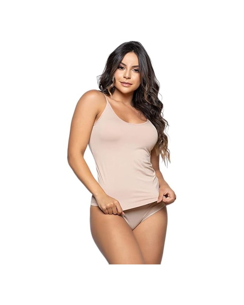 Women's Camisole Tank Top Cami - Basic Undershirt, Thin Strap Lingerie for Women, Slim-Fit Beige $11.32 Tanks