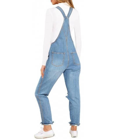 Womens Classic Adjustable Straps Pockets Denim Bib Overalls Jeans Pants Destroyed-lakeside Blue $27.02 Overalls