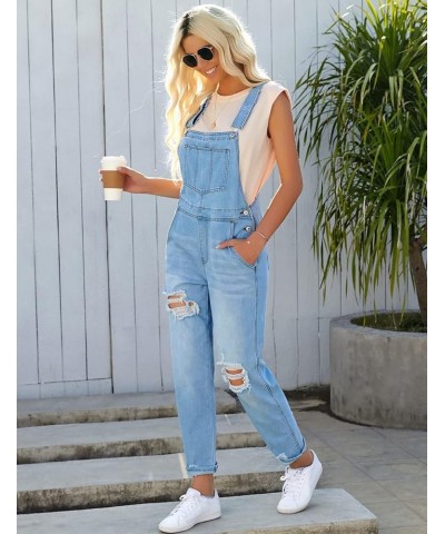 Womens Classic Adjustable Straps Pockets Denim Bib Overalls Jeans Pants Destroyed-lakeside Blue $27.02 Overalls