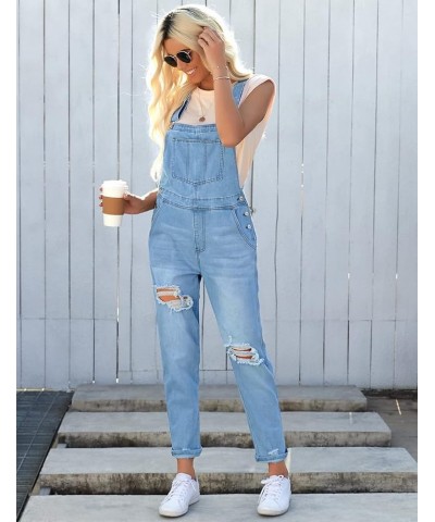 Womens Classic Adjustable Straps Pockets Denim Bib Overalls Jeans Pants Destroyed-lakeside Blue $27.02 Overalls