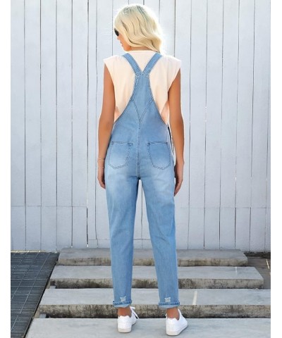 Womens Classic Adjustable Straps Pockets Denim Bib Overalls Jeans Pants Destroyed-lakeside Blue $27.02 Overalls