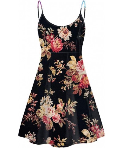 Women's Summer Sleeveless Casual Swing Dresses with Loose Fit Beach Sundress Black Floral $11.95 Dresses