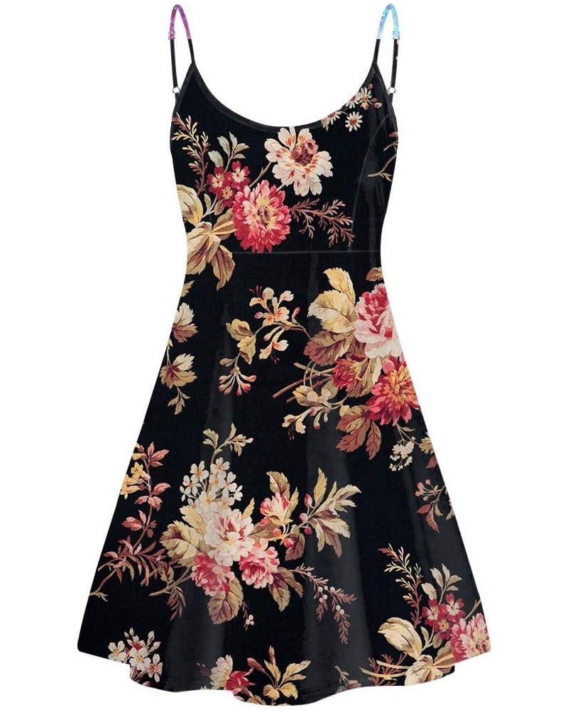 Women's Summer Sleeveless Casual Swing Dresses with Loose Fit Beach Sundress Black Floral $11.95 Dresses