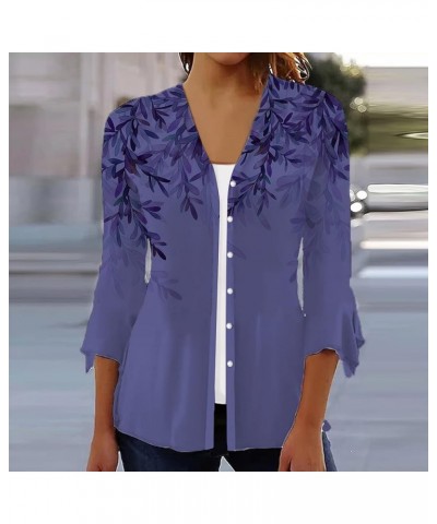 Cardigan for Women Dressy Summer Floral Print 3/4 Sleeve Lightweight Cardigans Loose Outwear Casual Blouse Tops B Purple $10....