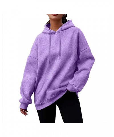 Womens Casual Hoodies Long Sleeve Oversized Sweatshirt Pullover Fall Fashion Plus Size Tops With Pockets J Light Purple $8.75...