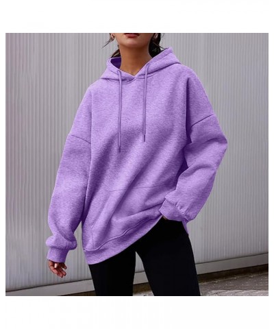 Womens Casual Hoodies Long Sleeve Oversized Sweatshirt Pullover Fall Fashion Plus Size Tops With Pockets J Light Purple $8.75...