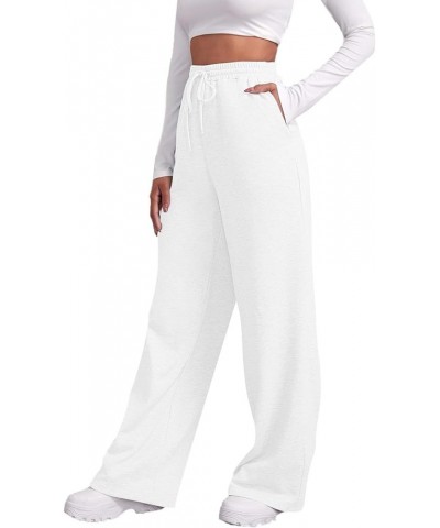 Joggers for Women Fleece Lined Pants Women Wide Leg Sweatpants Yoga Pants Baggy Winter Lounge Workout Stretch Pants 01-white ...