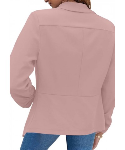 Women Long Sleeve Blazer Lightweight Open Front Business Jacket Blazer Notched Collar Slim Work Office Coat Light Pink $13.50...