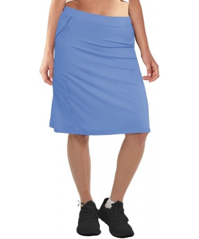 Women's Knee Length Tennis Skirt Sports Golf Skirts Athletic Long Skorts Skirts with Built in Shorts Pockets Blue $15.58 Skorts