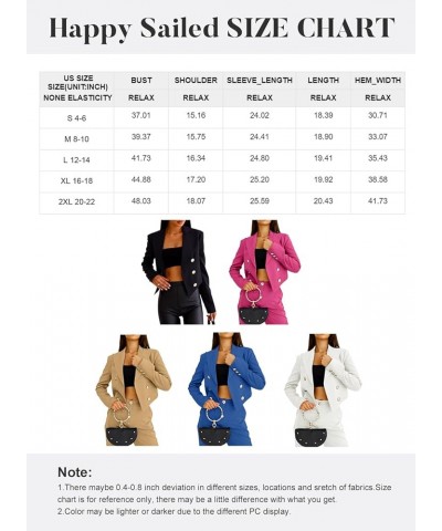 Women's Double Breasted Lapel Blazers Casual Long Sleeve Open Front Crop Blazer Jackets White $20.90 Blazers