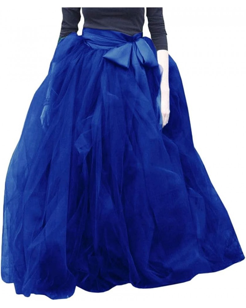 Women's A-Line Tulle Strips Ruffles Tutu Ball Gown Skirts Royal Blue $21.95 Skirts