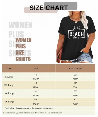 Women's Summer Plus Size Beach Vacation Printed Short Sleeve Round Neck Casual Stylish Top Black $9.68 Tops