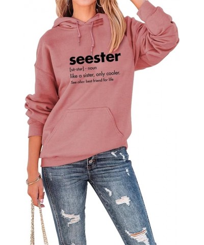 Sister Sweatshirt for Women Seester Like A Sister Only Cooler Printed Sweatshirt Crew Neck Pullover Top Lightweight 02-rose G...