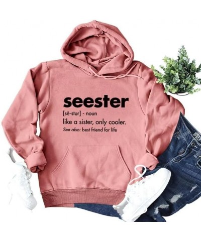 Sister Sweatshirt for Women Seester Like A Sister Only Cooler Printed Sweatshirt Crew Neck Pullover Top Lightweight 02-rose G...