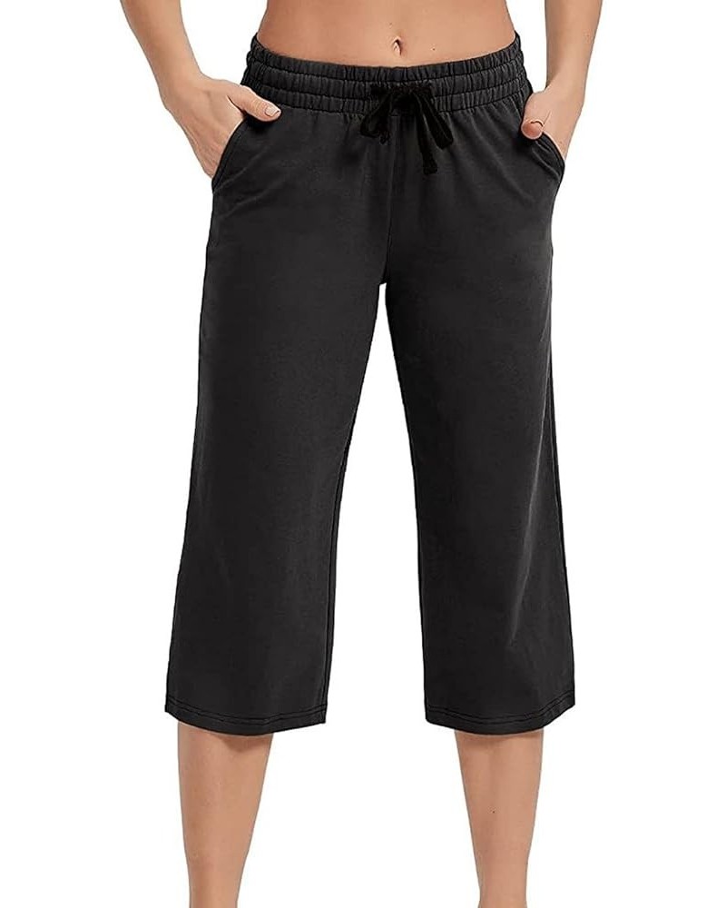 Capris for Women Casual Summer Capris for Women Solid Color Loose High Waist Casual Cropped Pants Aa-black $10.79 Activewear