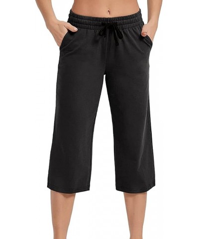 Capris for Women Casual Summer Capris for Women Solid Color Loose High Waist Casual Cropped Pants Aa-black $10.79 Activewear