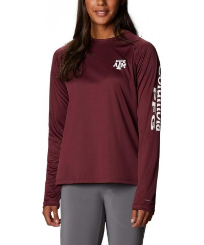 Women's Collegiate Tidal Tee Ls Shirt Texas A&M Aggies XX-Large Tam - Deep Maroon, White $32.75 T-Shirts