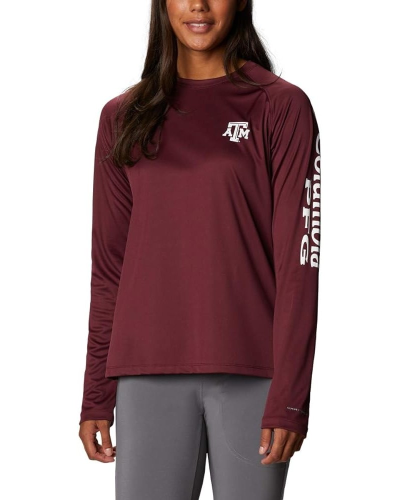 Women's Collegiate Tidal Tee Ls Shirt Texas A&M Aggies XX-Large Tam - Deep Maroon, White $32.75 T-Shirts