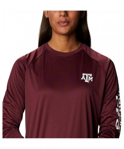 Women's Collegiate Tidal Tee Ls Shirt Texas A&M Aggies XX-Large Tam - Deep Maroon, White $32.75 T-Shirts