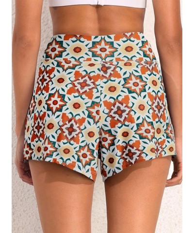 Women's 3" High Waisted Bikini Bottoms UPF 50+ Tummy Control Ruched Board Shorts with Pocket Printed $15.71 Swimsuits