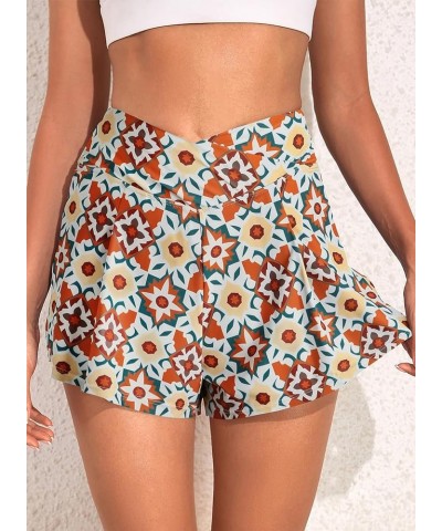 Women's 3" High Waisted Bikini Bottoms UPF 50+ Tummy Control Ruched Board Shorts with Pocket Printed $15.71 Swimsuits