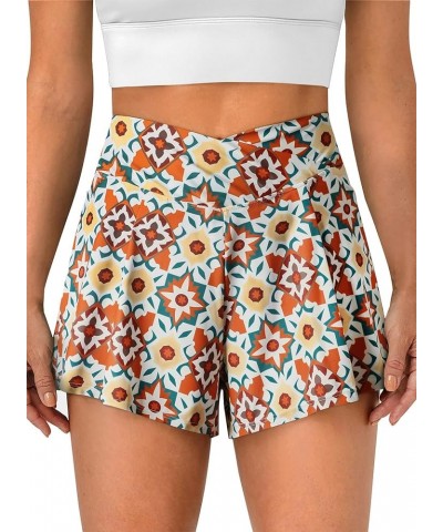 Women's 3" High Waisted Bikini Bottoms UPF 50+ Tummy Control Ruched Board Shorts with Pocket Printed $15.71 Swimsuits