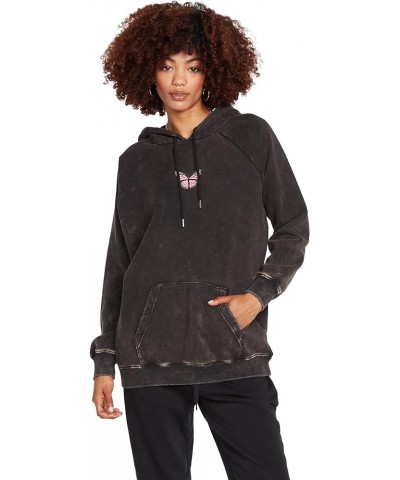 Women's Truly Stoked Ovesized Bf Hooded Fleece Sweatshirt Black $23.53 Jackets