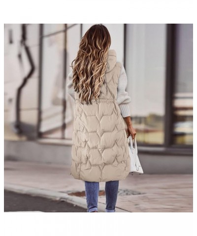 Womens Long Winter Coat Vest Sleeveless Warm Down Coat With Pockets Quilted Vest Down Jacket Quilted Womens Work Vest White $...