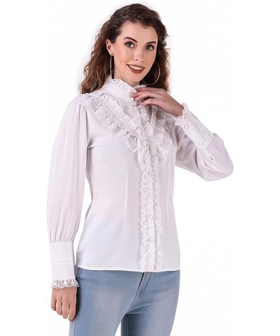 Women's Steampunk Victorian Renaissance Shirt Blouse White $26.52 Blouses