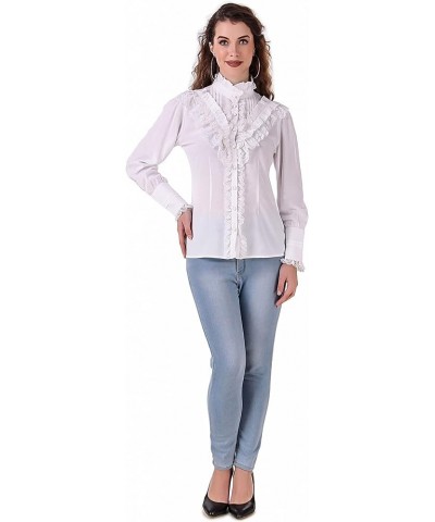 Women's Steampunk Victorian Renaissance Shirt Blouse White $26.52 Blouses