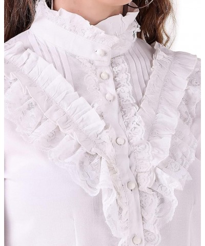 Women's Steampunk Victorian Renaissance Shirt Blouse White $26.52 Blouses