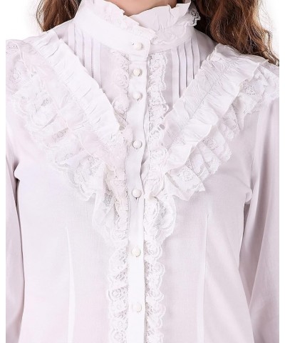 Women's Steampunk Victorian Renaissance Shirt Blouse White $26.52 Blouses