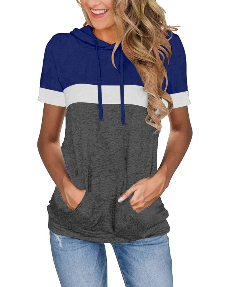 Womens Tops Summer Clothes Casual Shirts Ladies Hoodies Pullover Short Sleeve Blouses Trendy Fashion Tunics S-navyblue $11.19...