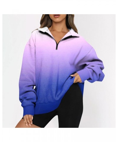 Womens Half Zip Hoodies Oversized Pullover Fall Soft Sweatshirts Quarter Zip Long Sleeve Lightweight Sweater Outfits Royal Bl...