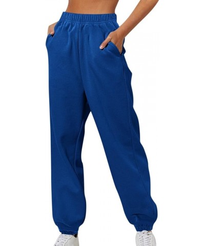 Womens Joggers with Pockets Fleece Lined High Waisted Sweatpants Comfy Elastic Waist Jogging Pants Sweat Pants E010- Blue $8....