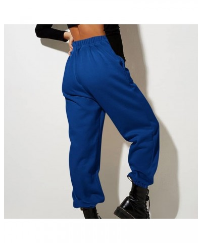 Womens Joggers with Pockets Fleece Lined High Waisted Sweatpants Comfy Elastic Waist Jogging Pants Sweat Pants E010- Blue $8....