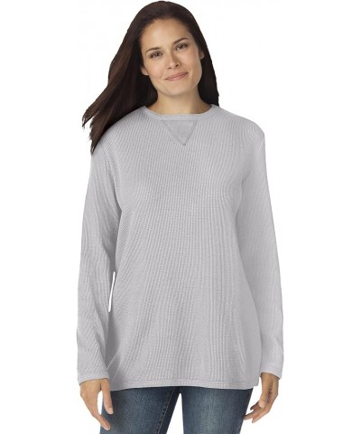 Women's Plus Size Thermal Waffle Sweatshirt Heather Grey $17.54 Hoodies & Sweatshirts