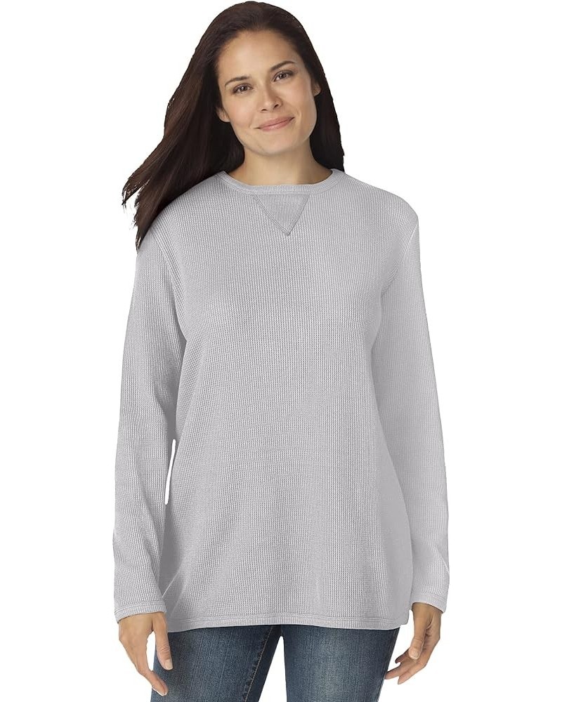 Women's Plus Size Thermal Waffle Sweatshirt Heather Grey $17.54 Hoodies & Sweatshirts