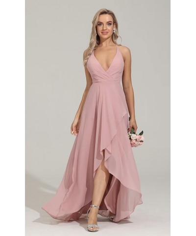 Spaghetti Straps Bridesmaid Dresses for Women Long Formal Evening Dresses High Low Wedding Guest Dresses Sky Blue $29.49 Dresses